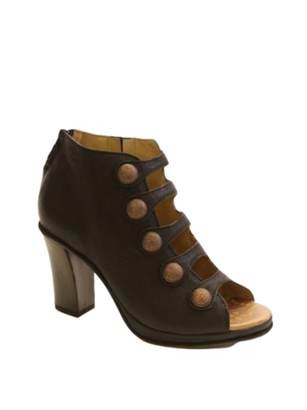 DKODE Miranda shoe bootie Size 38 7.5 dark taupe cutout Steampunk edgy heels
